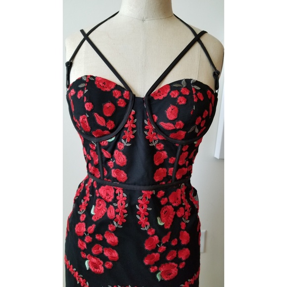 SOLD Sworn to Secrecy mesh &rose detail dress - Picture 4 of 8